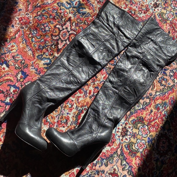 report signature thigh high boots